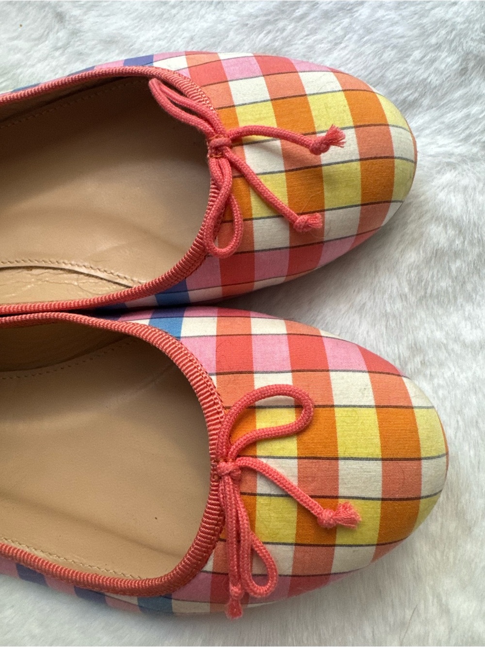 J.Crew Camille Madras Gingham Ballet Flats Made in Italy Size 6 Rainbow Plaid - Picture 12 of 13